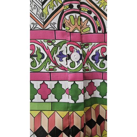 Trisha Tyler NWT MEDIUM Blouse Button-Up Geometric Wire Collar Multicolor - Picture 6 of 11